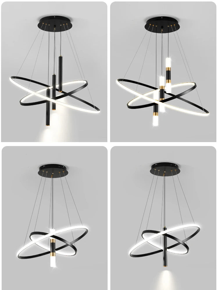 Sleek LED Chandeliers for Living, Dining, and Kitchen Spaces with Modern Round Pendant Lights for Stylish Home Decor