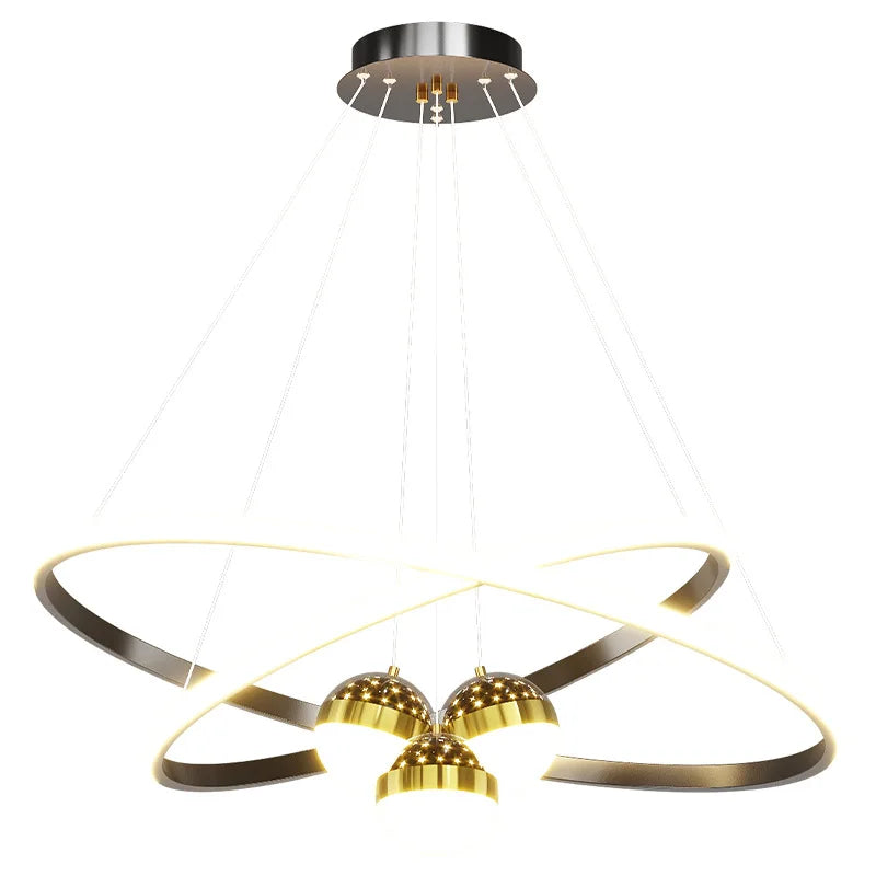 Modern LED Pendant Light: Nordic Fashion Circular Lamp in Black/Golden for Bedroom, Living Room, Kitchen