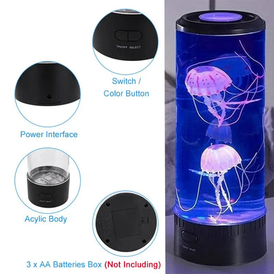 Color Changing Jellyfish Lamp Usb/Battery Powered Table Night Light Children'S Gift Home Bedroom Decor Boys Girls Birthday Gifts