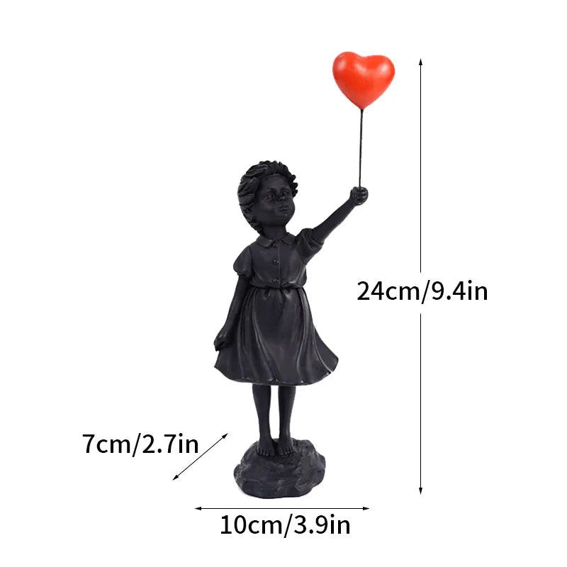 Banksy Sculpture Set – Flower Thrower & Balloon Girl Resin Decor for Home & Office