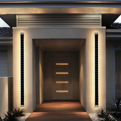 Modern Black LED Solar Wall Lamp – Waterproof Outdoor Sconces for Living Room, Porch, and Garage