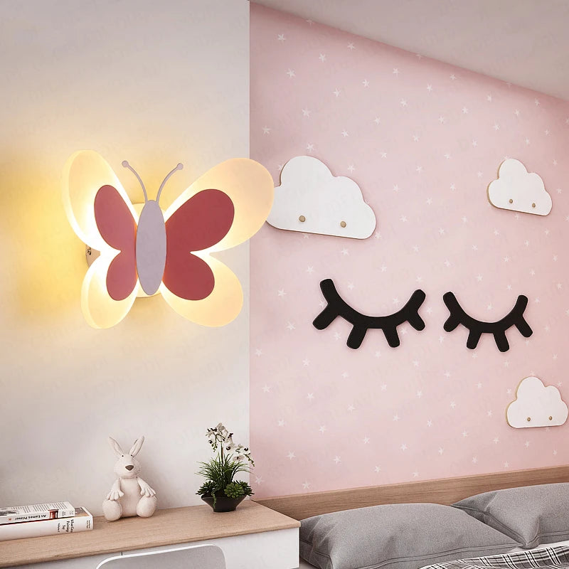 Creative Cartoon Butterfly Girl Room Lamp - Children's Bedroom Wall Lamp
