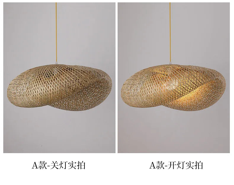 Nordic Rattan Pendant Light – Bamboo Hanging Lamp for Kitchen and Dining Room