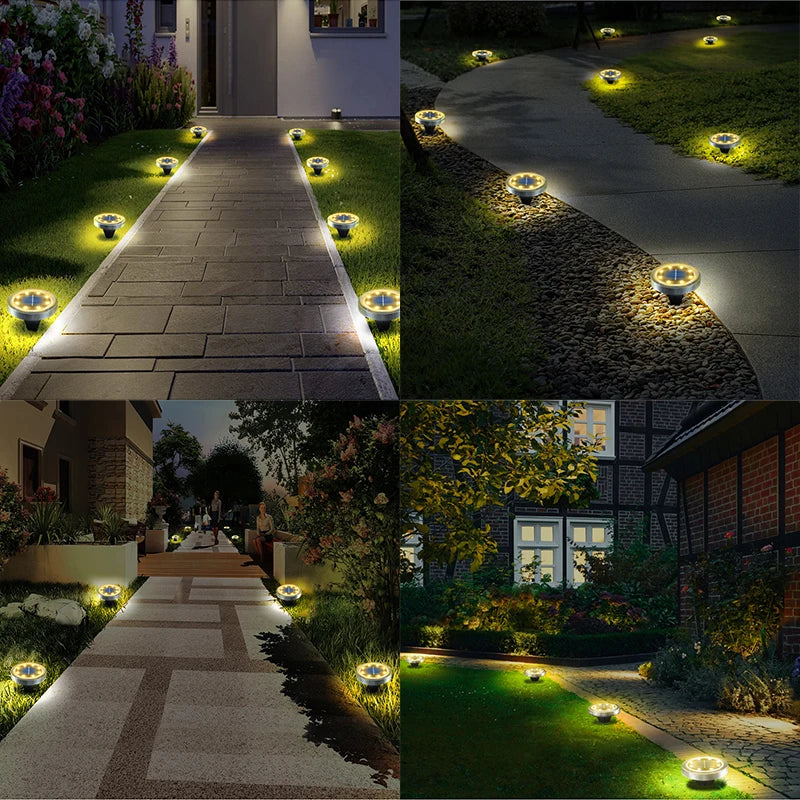 Solar Powered Ground Lights: IP65 Waterproof LED Disk Lights for Non-Slip Landscape Path Lighting on Patio Lawn