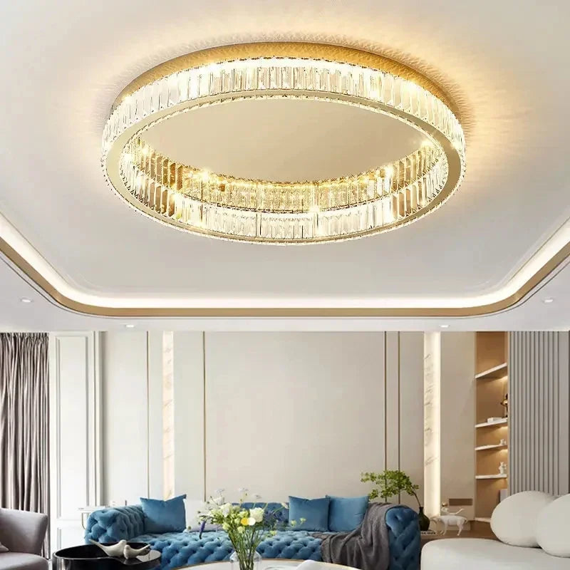 Nordic LED Crystal Circle Ceiling Lamp Chandeliers Lighting for Living Room Bedroom Home Indoor Decor Lampara techo Luminaire