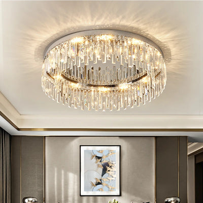 Modern Luxury Crystal K9 Ceiling Lamp - Circular Round Dining Table LED Lights Bedroom Chandeliers