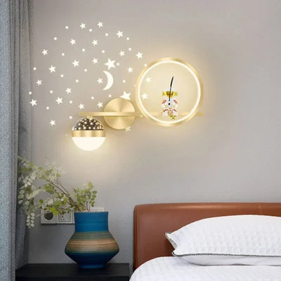 Star Astronaut Projector Wall Light for Children's Living Room Wall Lamp