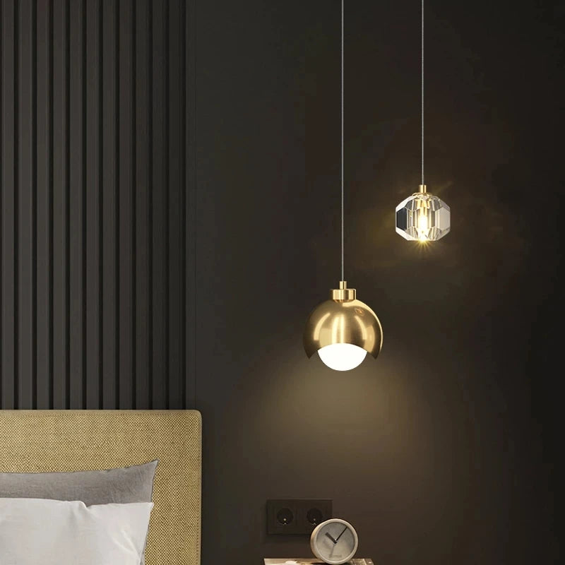 Luxury Crystal LED Chandelier: Nordic Double-Head Long Line Hanging Lamp for Home, Restaurant, Bar, Bedroom Pendant Lights