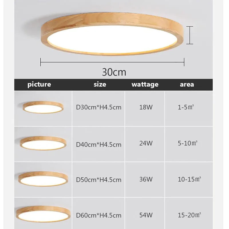 Nordic Ultra-Thin LED Wooden Ceiling Light