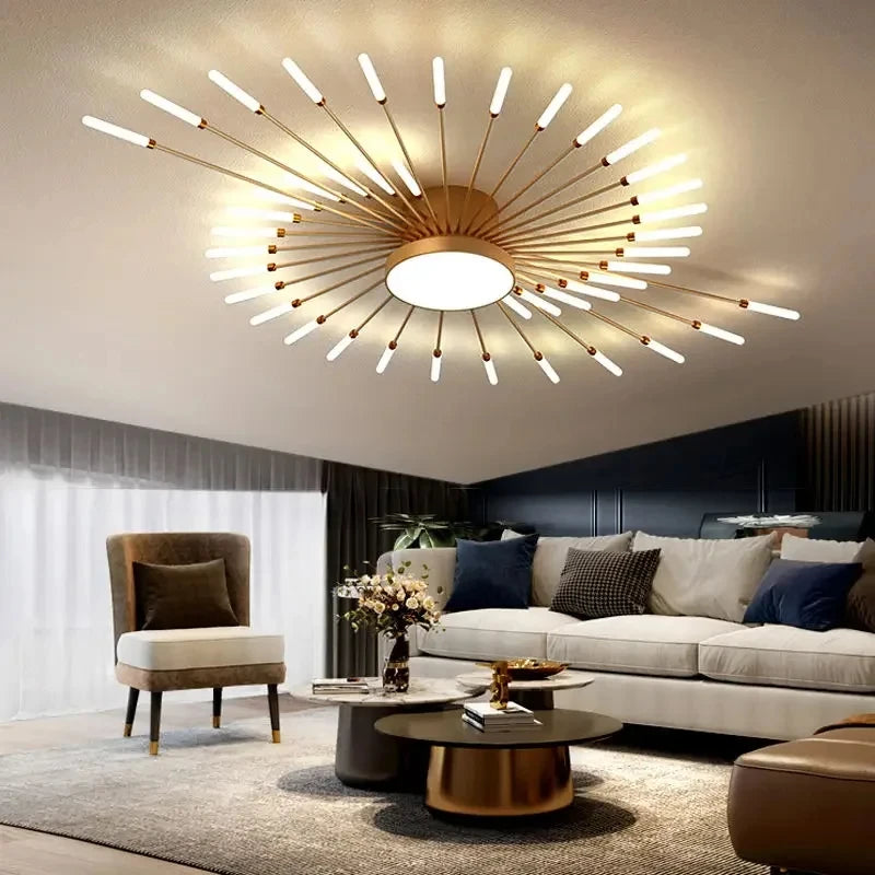 Modern Designer LED Ceiling Lamp – Creative Fireworks Art Lighting for Home Interiors