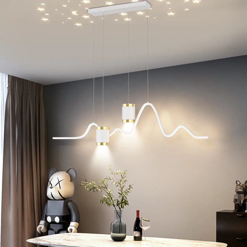 Minimalist LED Pendant Lamp for Dining Table - Black, Gold, White for Bedroom, and Dining Area