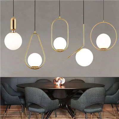 Contemporary Nordic Chandelier: LED, Iron Finish, White Lampshade