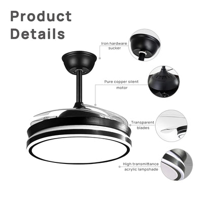 IRALAN Modern Ceiling Light with Fan – Invisible Blade Ceiling Fan for Bedroom Decor