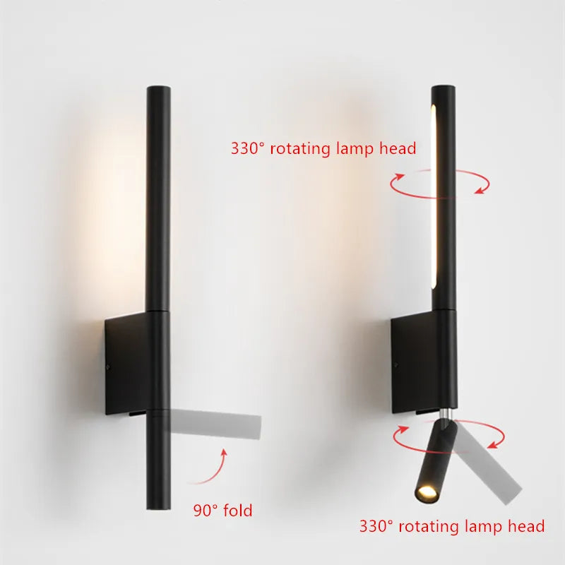 Adjustable Bedside Wall Lamp with Switch - Modern Nordic Style Reading Light for Master Bedroom