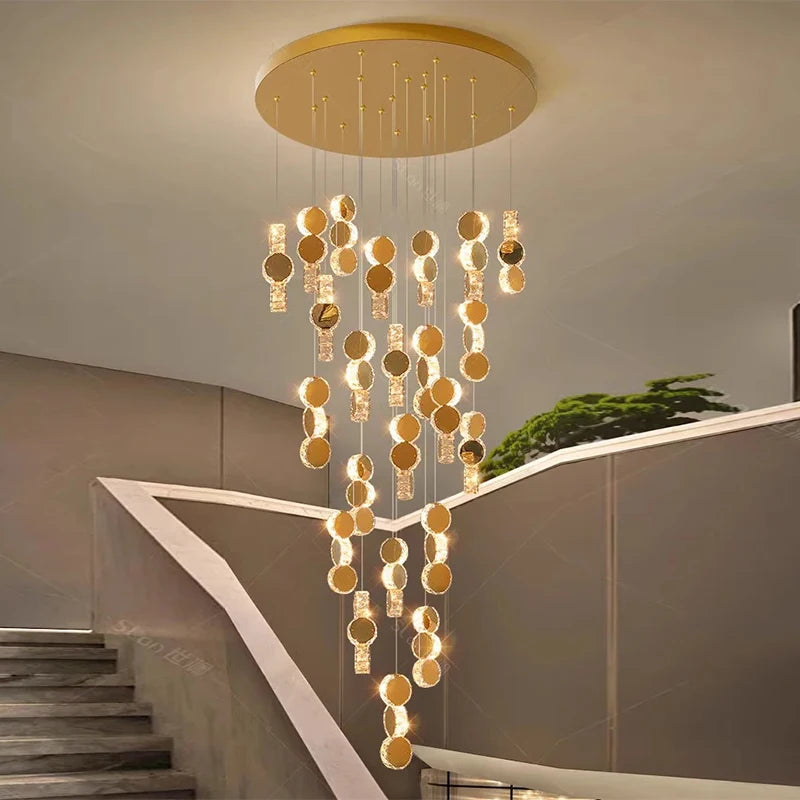 Modern Crystal Chandelier Pendant Lamp for Home Decoration, Stairway, and Living Room