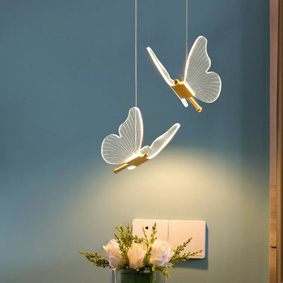 Nordic Butterfly LED Pendant Lamp: Elegant Lighting Fixture for Bedroom, Staircase, and Ceiling Décor