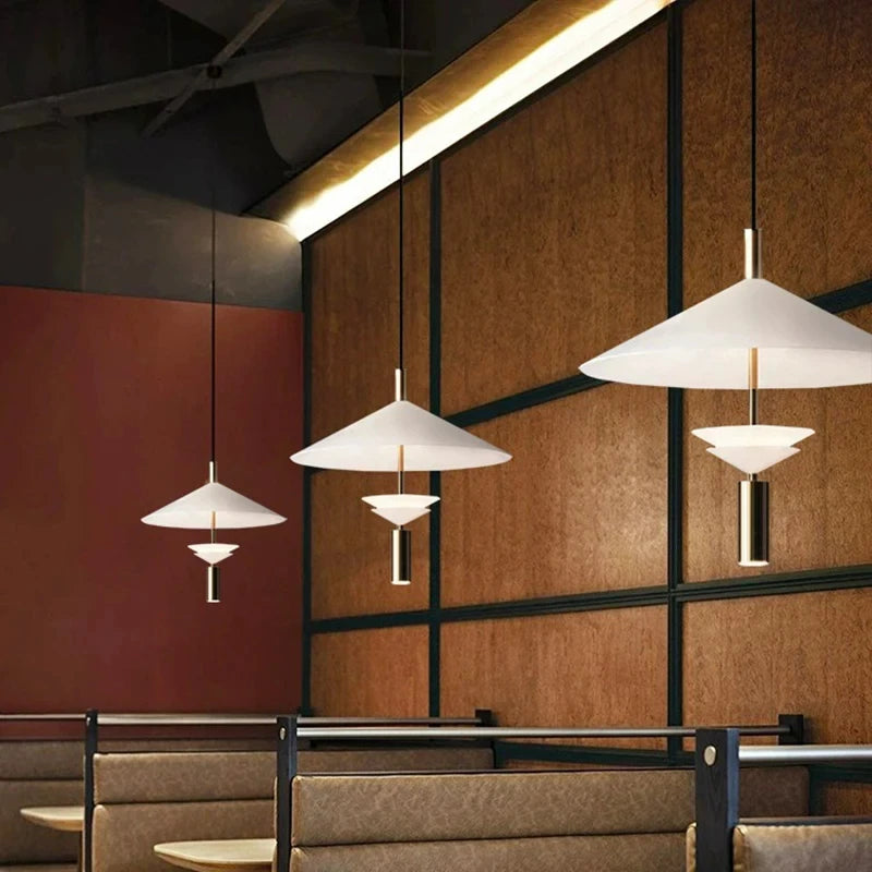 Modern Pendant Light Vibrant Orange and White Metal Fixture For Restaurant and Kitchen