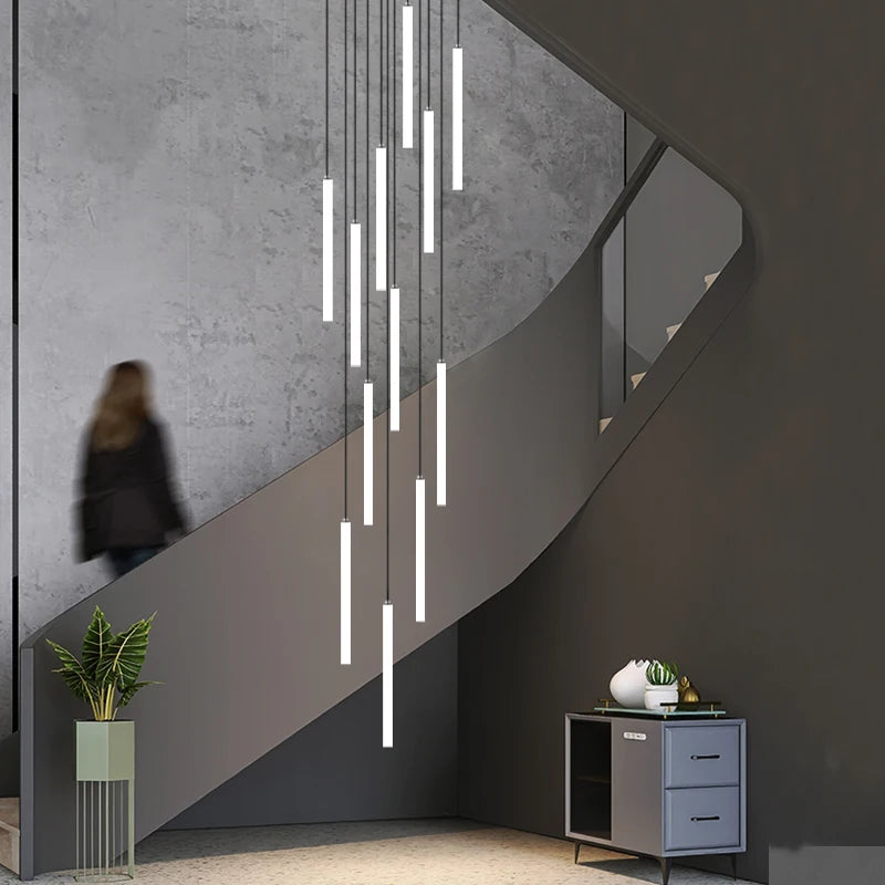 Modern Minimalist Stair Chandelier Strip Lamp for Duplex Buildings, Luxury Villas, Restaurants, Attic Living Rooms