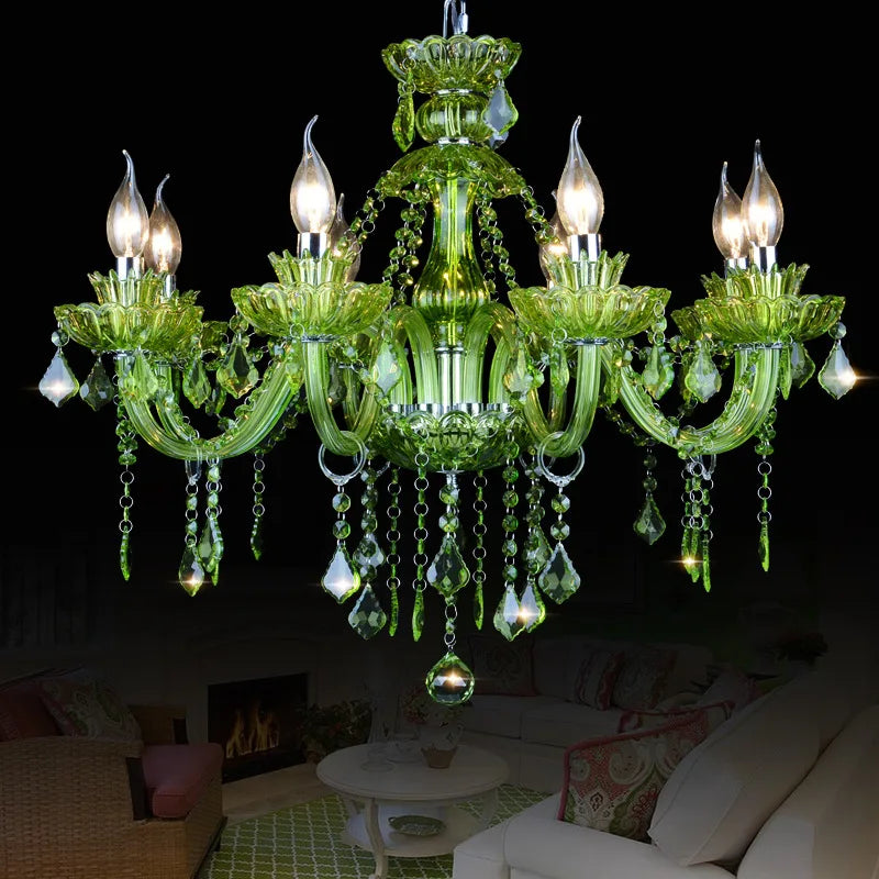 Hot Selling Green K9 Crystal Chandelier - Decorative Lustre De Cristal Chandelier with Touch On/Off Switch