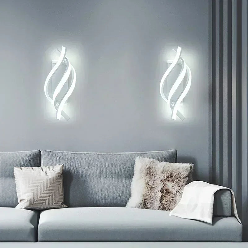 Modern LED Spiral Wall Lamp - Curved Design for Stylish Indoor Lighting