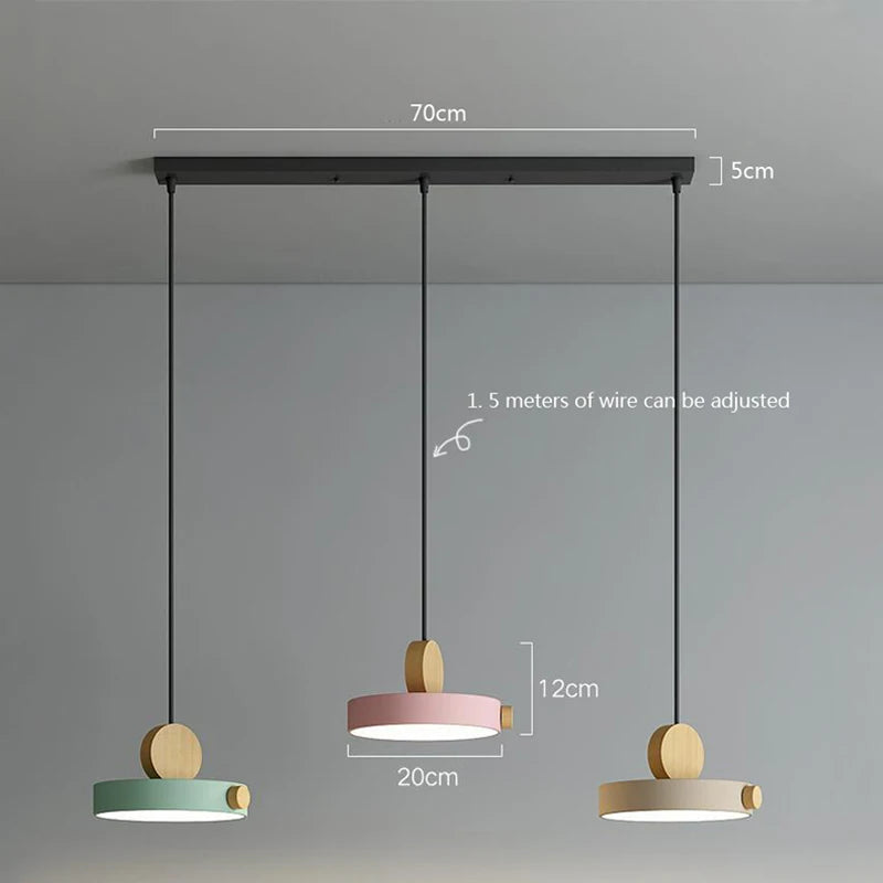 Nordic LED Pendant Light Minimalist Wooden Macaron Indoor Decorative Light For Living Room Dining Room Bedroom Study Home Decor