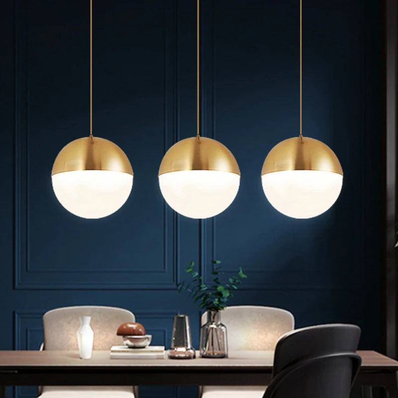 Modern LED Pendant Light Minimalist Spherical Glass Hanging Lamps