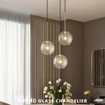 Simple Glass Ball Pendant Lighting Bedroom Bedside Restaurant Hanging Lamp Bubble Clear Decoration Ceiling Chandeliers Lustres