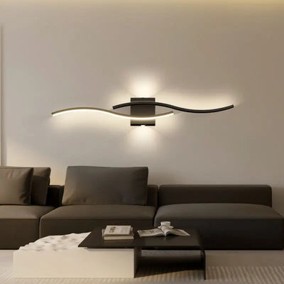 Indoor LED Wall Lights: Up&Down Bedside Lighting Fixtures, Black, for Bedroom Sofa Background Interior Illumination