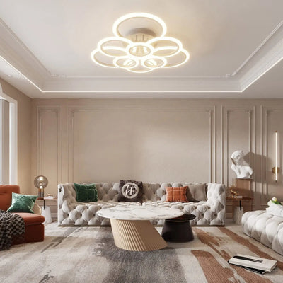 Smart LED Ceiling Light: Remote Dimming, Stylish Ring Design, Ideal for Daily Living Room