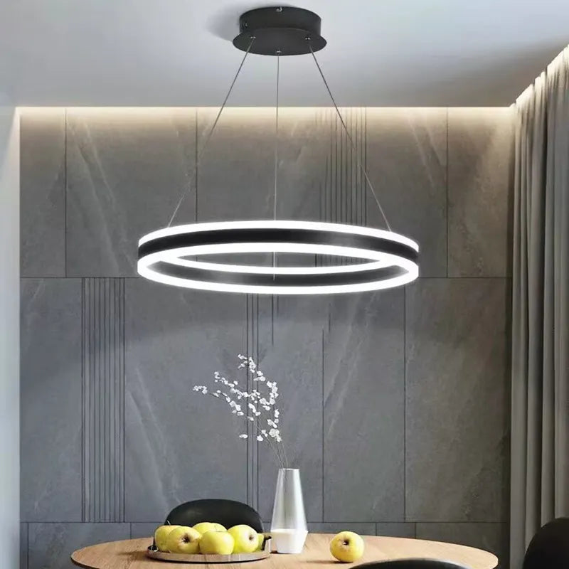 Modern Dimmable Ring LED Chandelier - Stylish Pendant Lamp for Home Decor