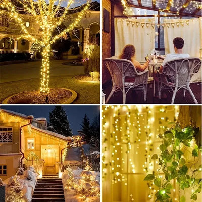 Solar Fairy String Lights Waterproof Copper Wire Garden Lights with 8 Modes for Patio, Yard, and Christmas Decoration