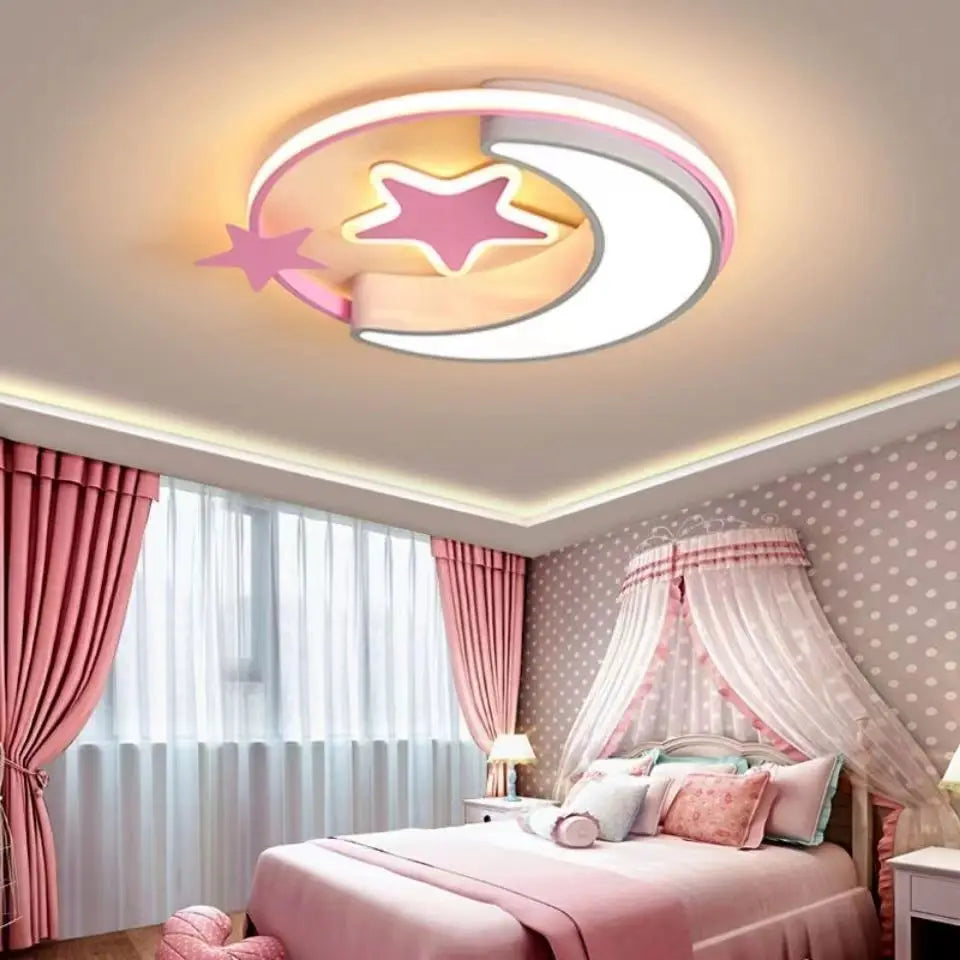 Moon Star LED Ceiling Light - Kid Room Light Fixture Baby Room Light Girl Lamp Kid Room Ceiling Lamp For Children Bedroom Lighting