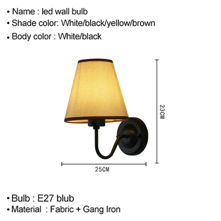 Modern LED Wall Lamp – Retro E27 Creative Fabric Wall Lamp