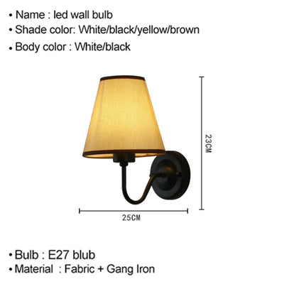 Modern LED Wall Lamp – Retro E27 Creative Fabric Wall Lamp