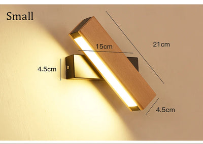 Adjustable Nordic Solid Wood LED Wall Lamp – Rotatable Bedside & Study Lighting