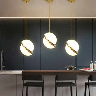 Modern Misplaced Ball LED Pendant Lights for Living Room, Kitchen, Bedroom, Restaurant, and Bedside Gold Hanging Lamp