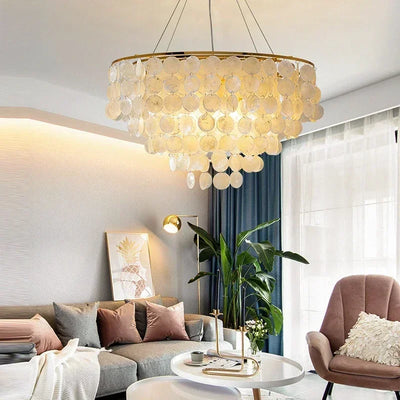 Modern LED Chandelier Lights Shell Pendant Lamps Gold Chrome White Living Dining Room Hotel Hall Creativity Luxury Hanging Lamp