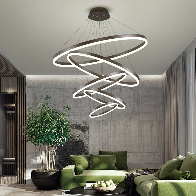 Contemporary LED Chandelier: Stylish Metal Pendant Lamp with Gold Finish