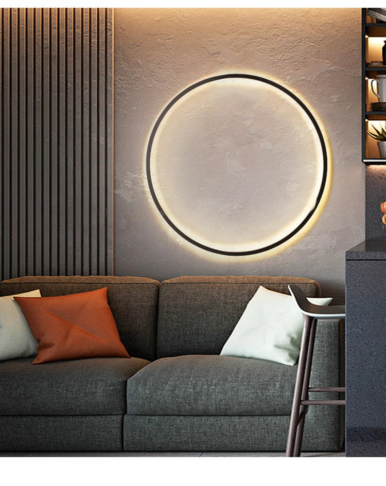 Simple Ring LED Wall Lamp – Modern Circle Lighting Fixture Stylish Decor for Living Room, Bedroom