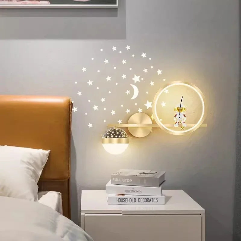 Children's Room LED Bedside Creative Astronaut Wall Lamp for Modern Home Decoration