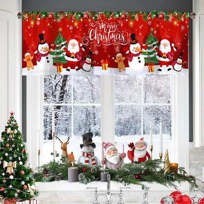 Christmas Short Curtains and Valances for Home Décor 2025–2026 Xmas Kitchen and Bedroom Window Decorations