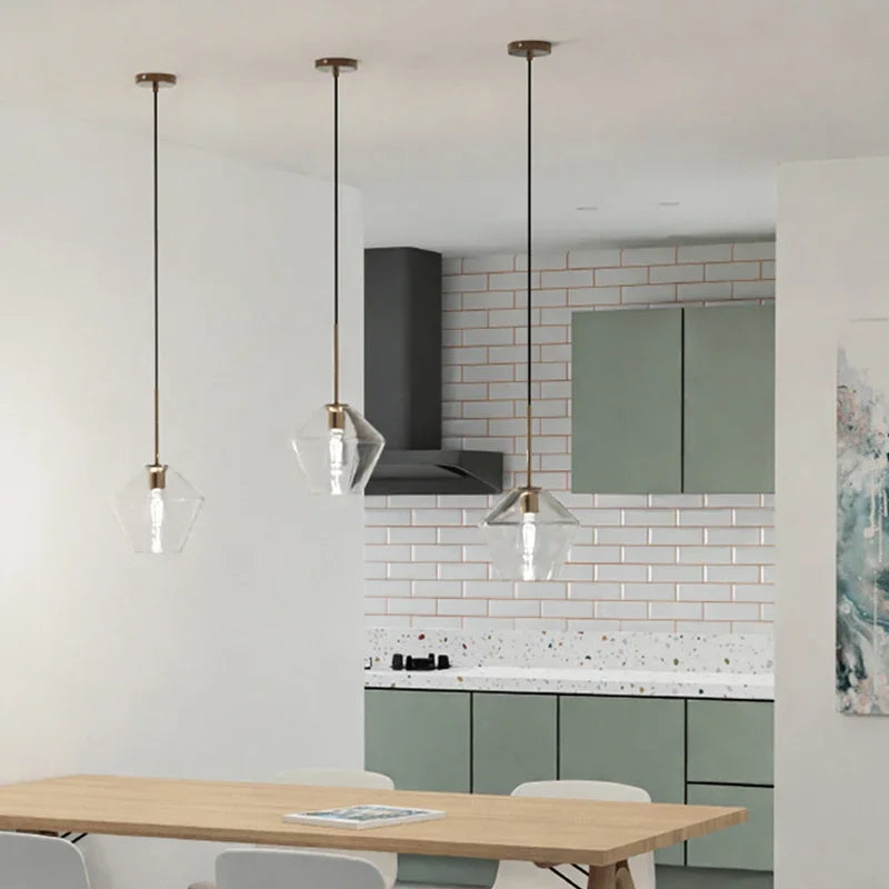 Modern Pendant Light: Minimalist Clear Glass Hanging Lamp for Living Room Kitchen Light Fixture Dining