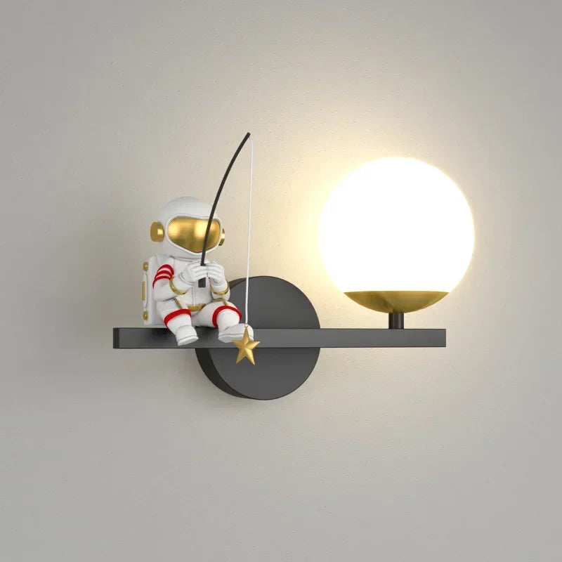 Modern Moon Astronaut Wall Sconce Lamp for Children's Room