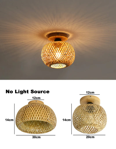 Bamboo Ceiling Lamp - Handmade Rattan Wicker Lighting for Dining, Living, and Coffee Shops