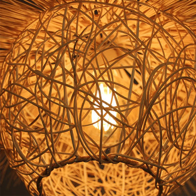 Handcrafted LED Rattan Chandelier - Bamboo Art for Home and Hospitality