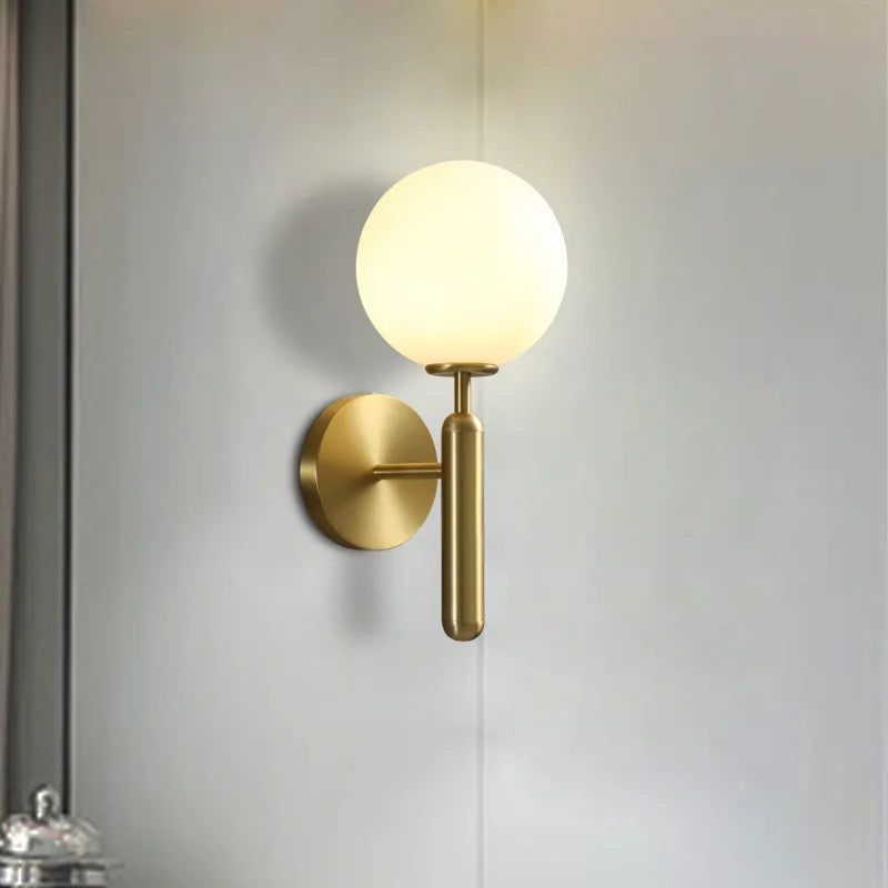 Golden Glass Ball Wall Lights Bedside Lamp for Living Room, Bedroom, Aisle, TV Background Wall