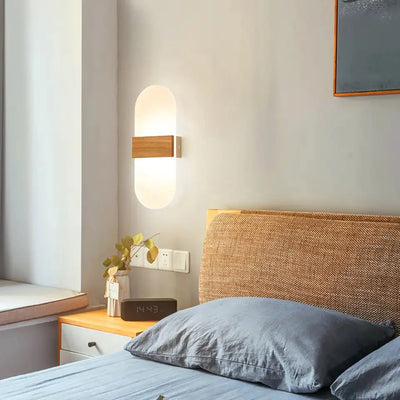 Modern Nordic LED Wooden Wall Lamp - Elegant Acrylic Accent for Bedroom, Living Room, and More