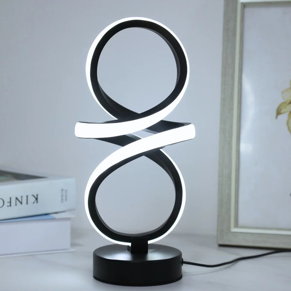 Creative Spiral LED Table Lamp – 3 Color Adjustable USB Night Light for Bedroom & Office