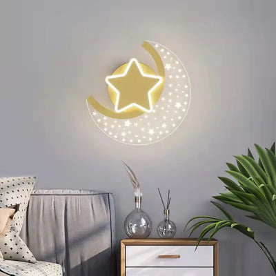 Cartoon Moon Star Wall Lamp for Children’s Room - LED Acrylic Wall Light