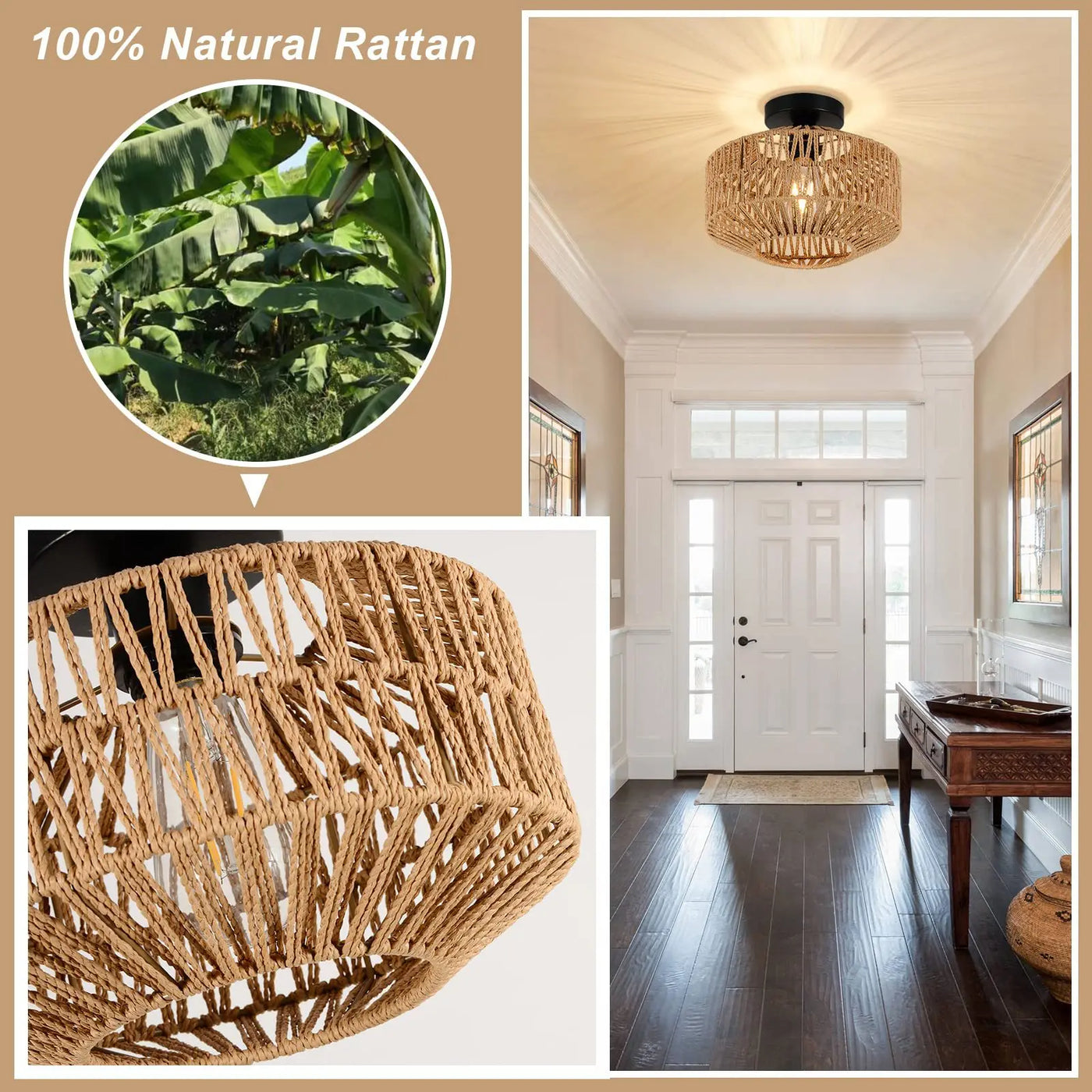 Rattan Ceiling Lamp - Hand-Woven Elegance for Your Home